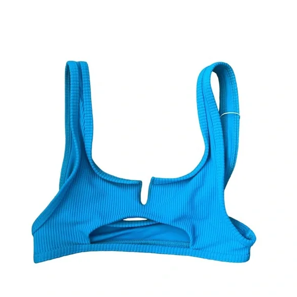 Frankie's Bikinis Cole Ribbed Scoop Bikini Top In Azuro (Blue) Size XS NWT - Picture 3 of 8